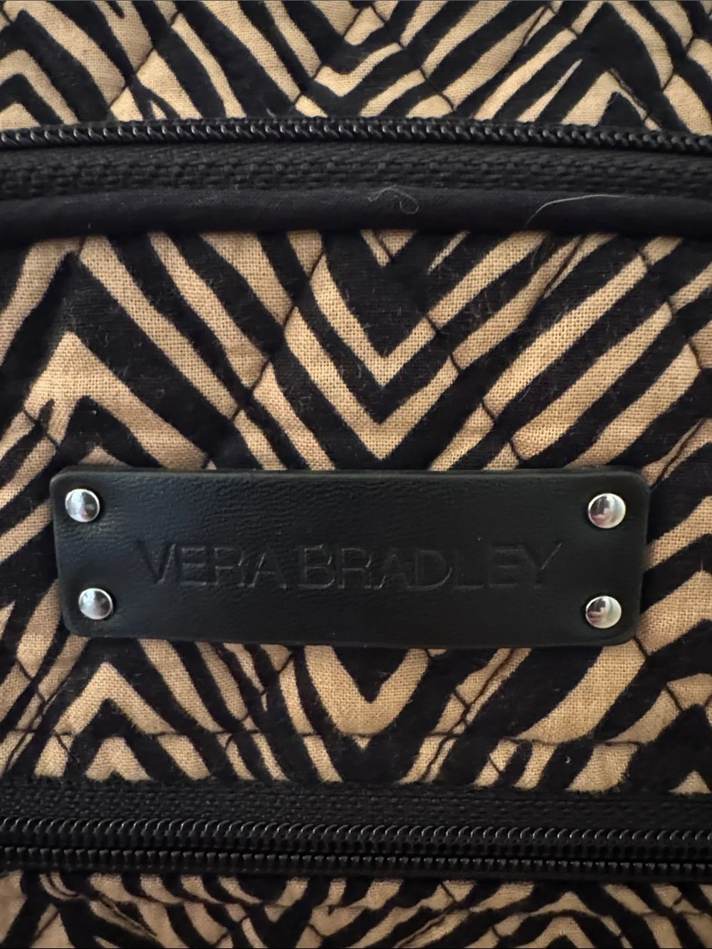 Vera Bradley Black & Tan Zebra-Print Campus Backpack